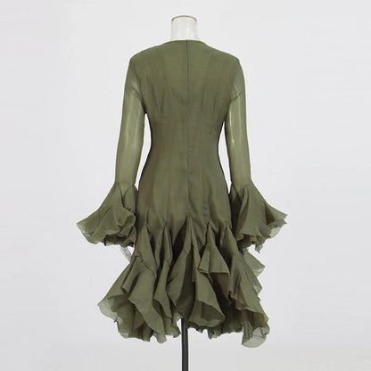 Women’s High Waist Ruffle Dress