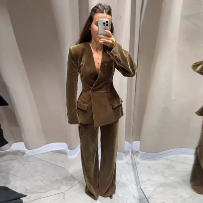Women’s Velvet Blazer Suit Set
