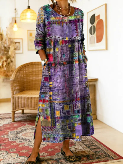Sophie | Ethnic Mosaico de Texturas Vestido