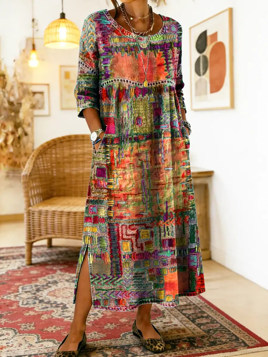 Sophie | Ethnic Mosaico de Texturas Vestido
