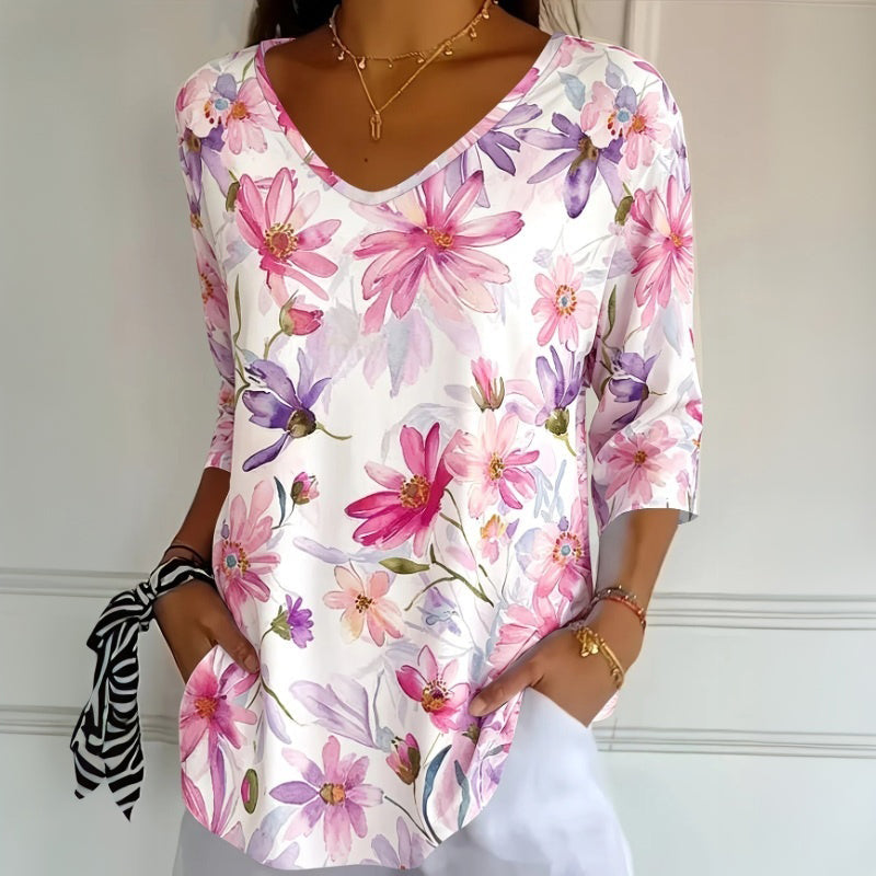 Inspiración Vintage-Blusa de Seda con Motivo Botánico