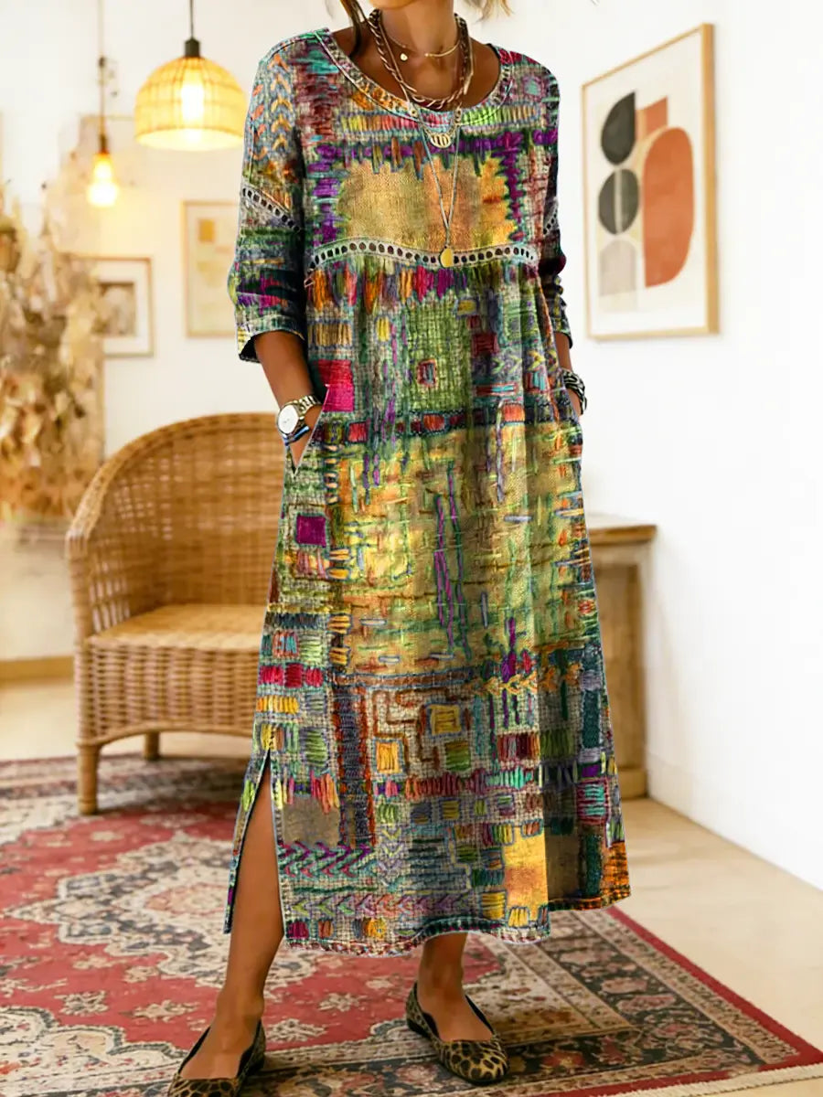 Sophie | Ethnic Mosaico de Texturas Vestido