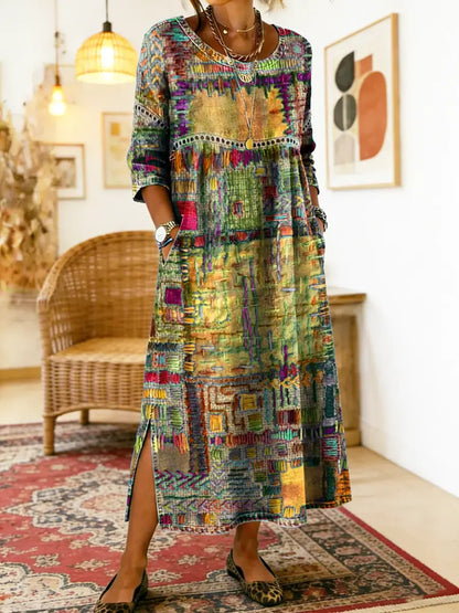 Sophie | Ethnic Mosaico de Texturas Vestido