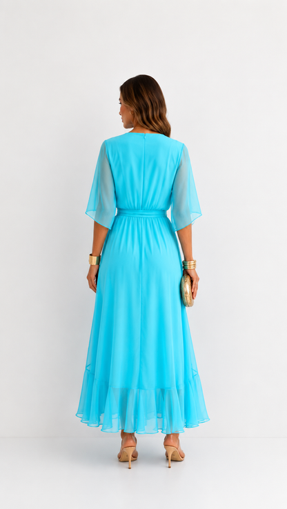Isabelle | Elegant Chiffon Wrap Vestido Maxi