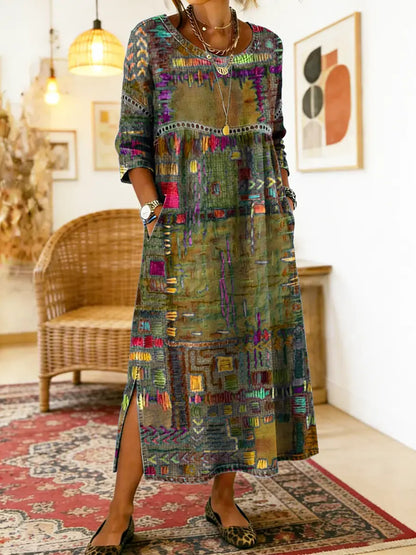 Sophie | Ethnic Mosaico de Texturas Vestido