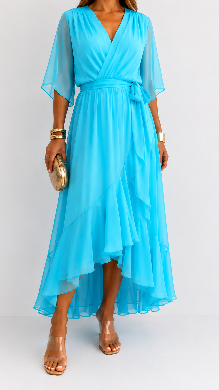 Isabelle | Elegant Chiffon Wrap Vestido Maxi