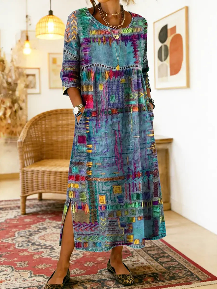 Sophie | Ethnic Mosaico de Texturas Vestido