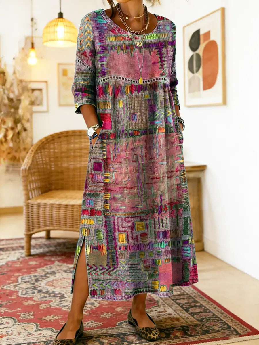Sophie | Ethnic Mosaico de Texturas Vestido