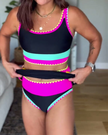 Rumba | Colorful Striped Tankini Premium con Skirt