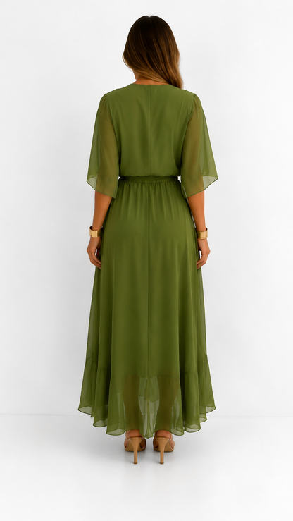 Isabelle | Elegant Chiffon Wrap Vestido Maxi