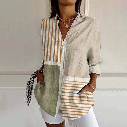 Carola | Colour Block Striped Blusa