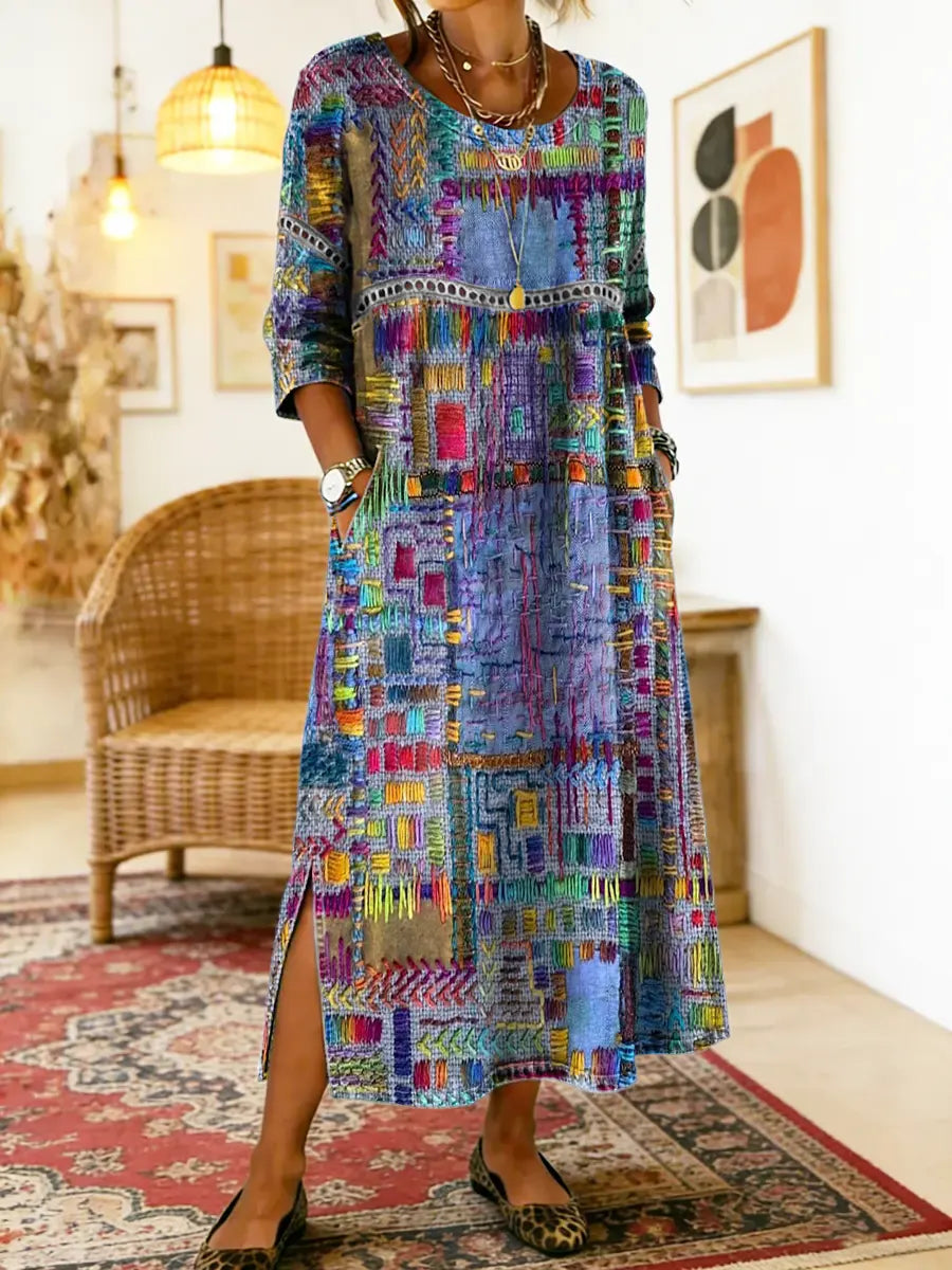 Sophie | Ethnic Mosaico de Texturas Vestido