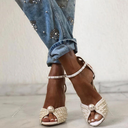 Elegant Pearl Stiletto Sandals