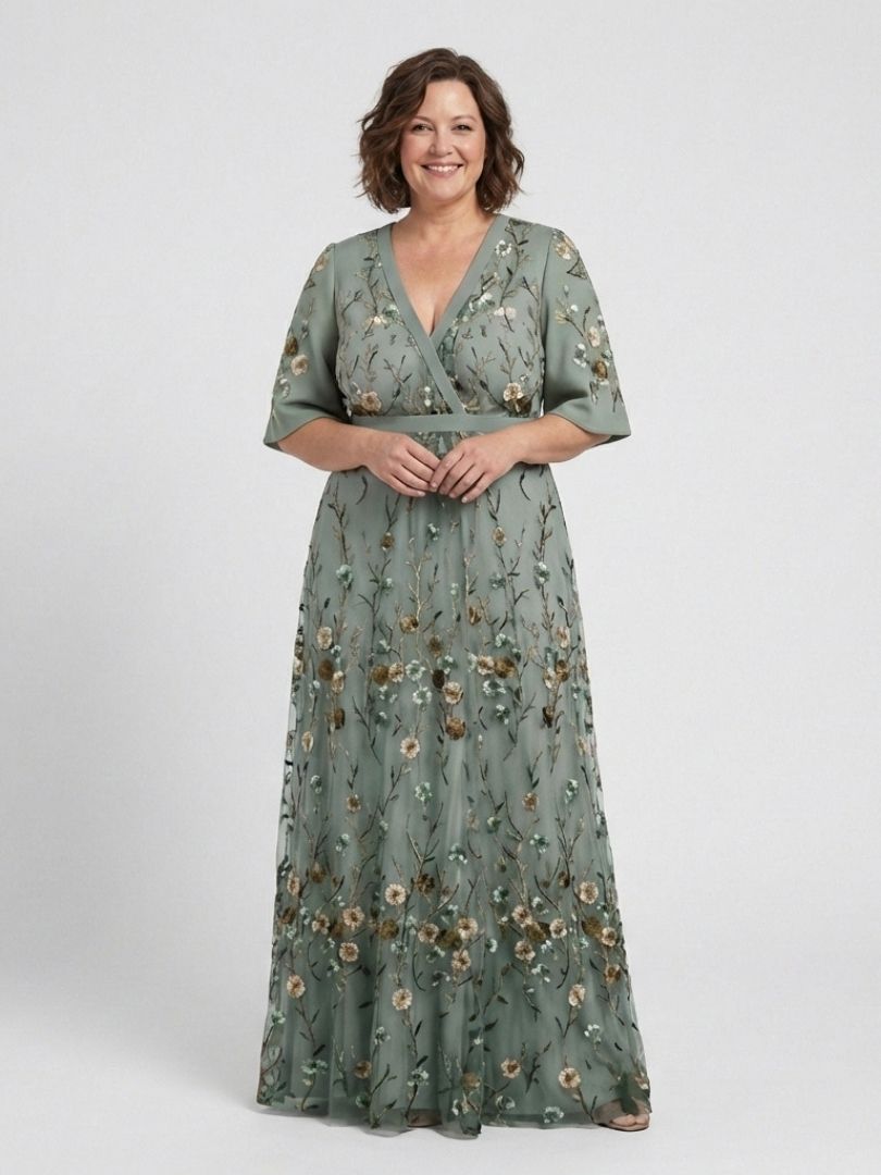 Melodi – Long Floral Vestido con V-neck