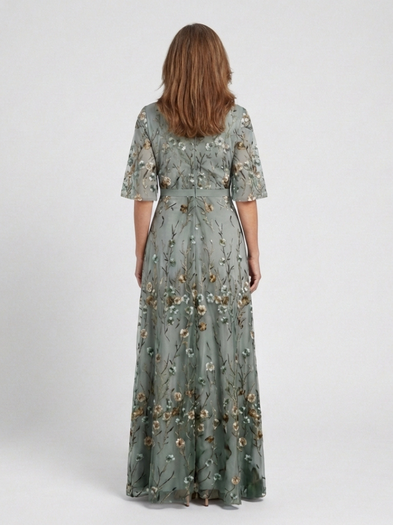 Melodi – Long Floral Vestido con V-neck