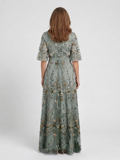Melodi – Long Floral Vestido con V-neck