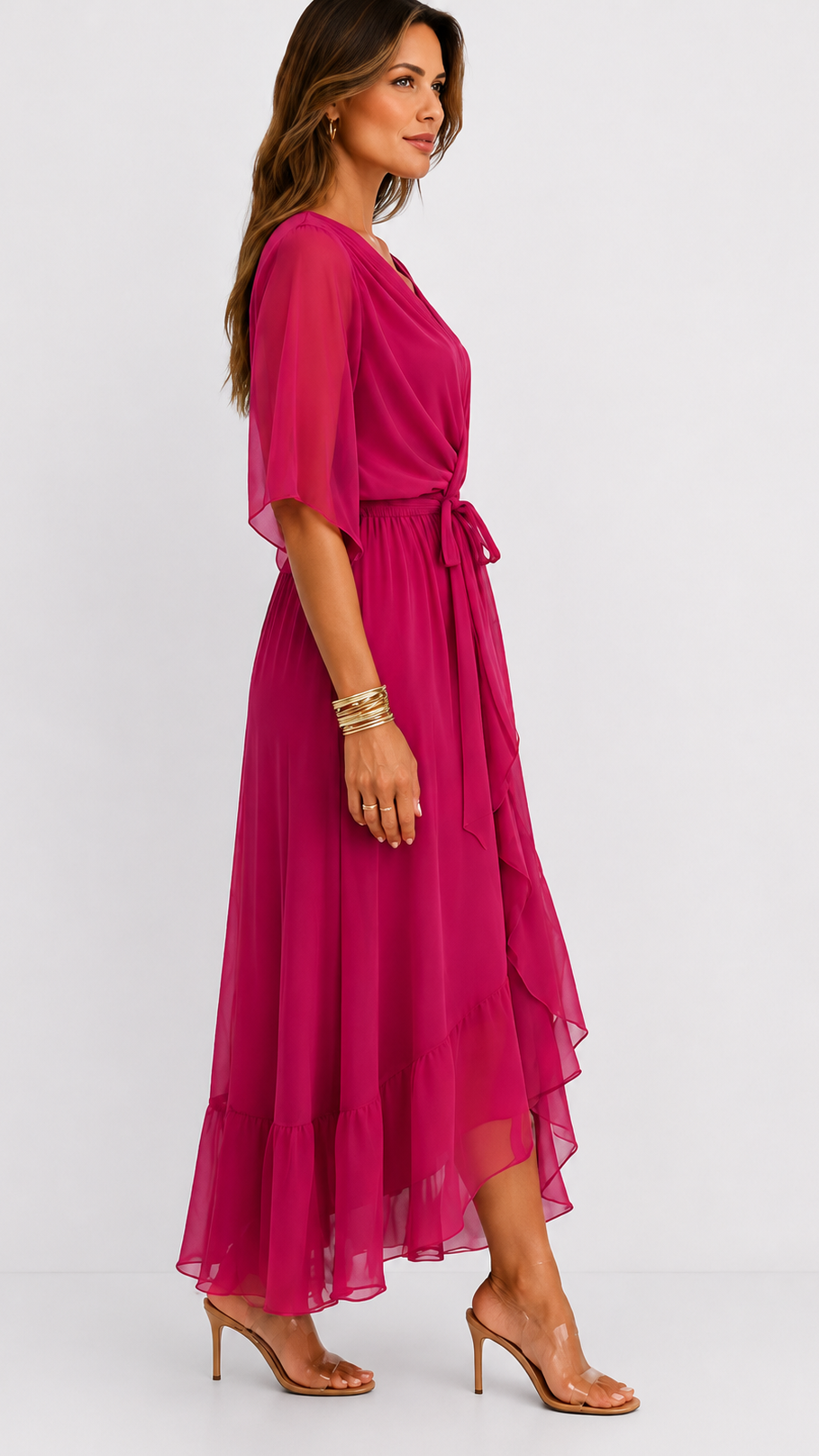 Isabelle | Elegant Chiffon Wrap Vestido Maxi