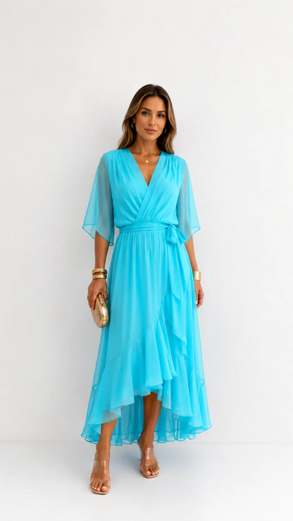 Isabelle | Elegant Chiffon Wrap Vestido Maxi