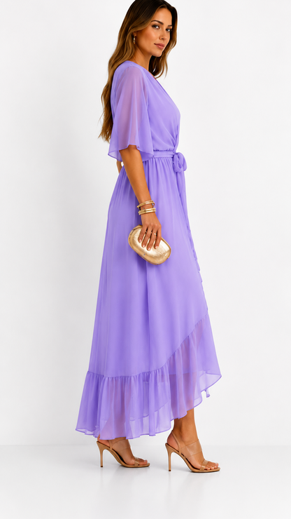 Isabelle | Elegant Chiffon Wrap Vestido Maxi