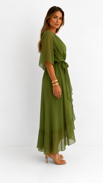 Isabelle | Elegant Chiffon Wrap Vestido Maxi