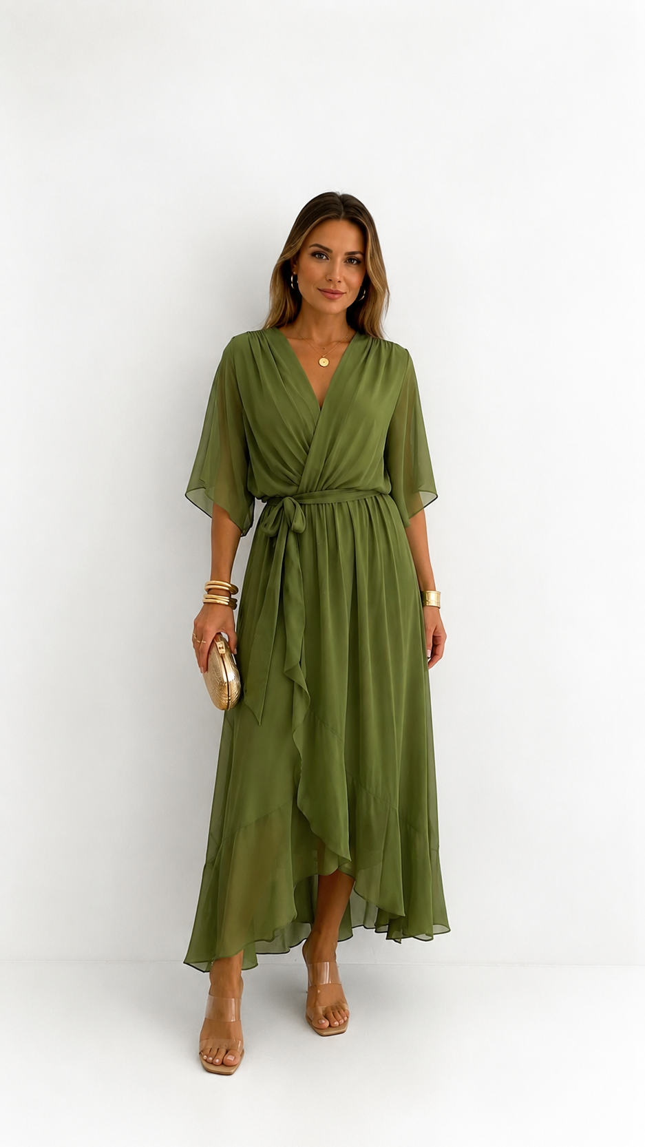 Isabelle | Elegant Chiffon Wrap Vestido Maxi