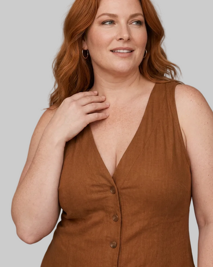 Lyssara | Button Front Sleeveless Wide Leg Relaxed Mono Silhouette