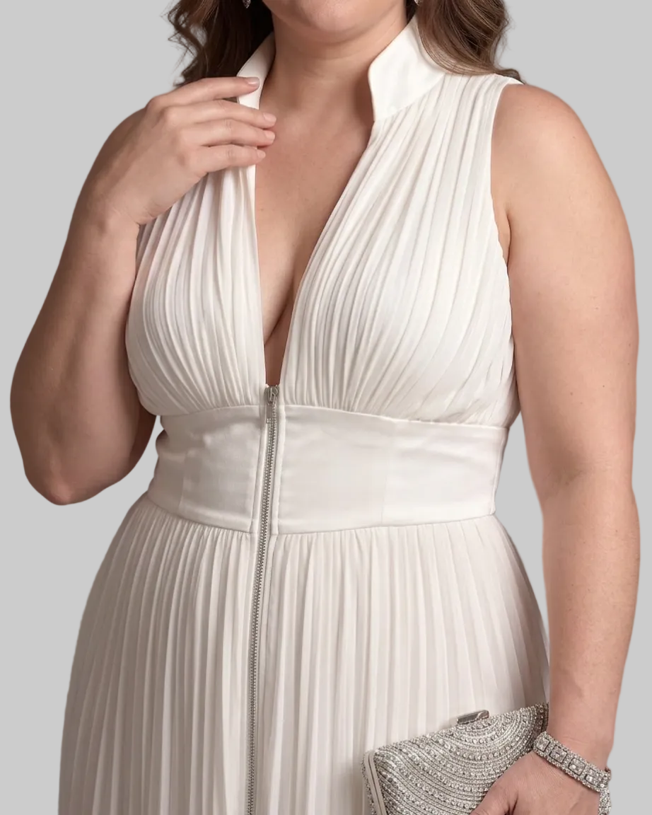 Zakira | Pleated Halter Neck Wide Leg Mono Silhouette