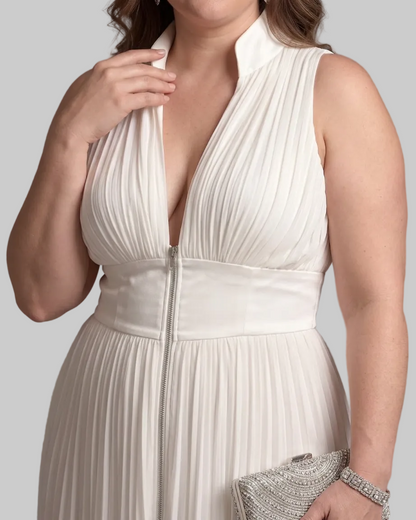 Zakira | Pleated Halter Neck Wide Leg Mono Silhouette
