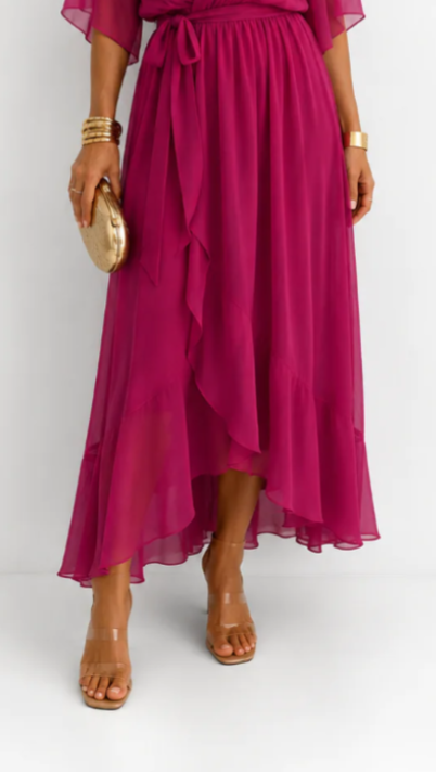Isabelle | Elegant Chiffon Wrap Vestido Maxi