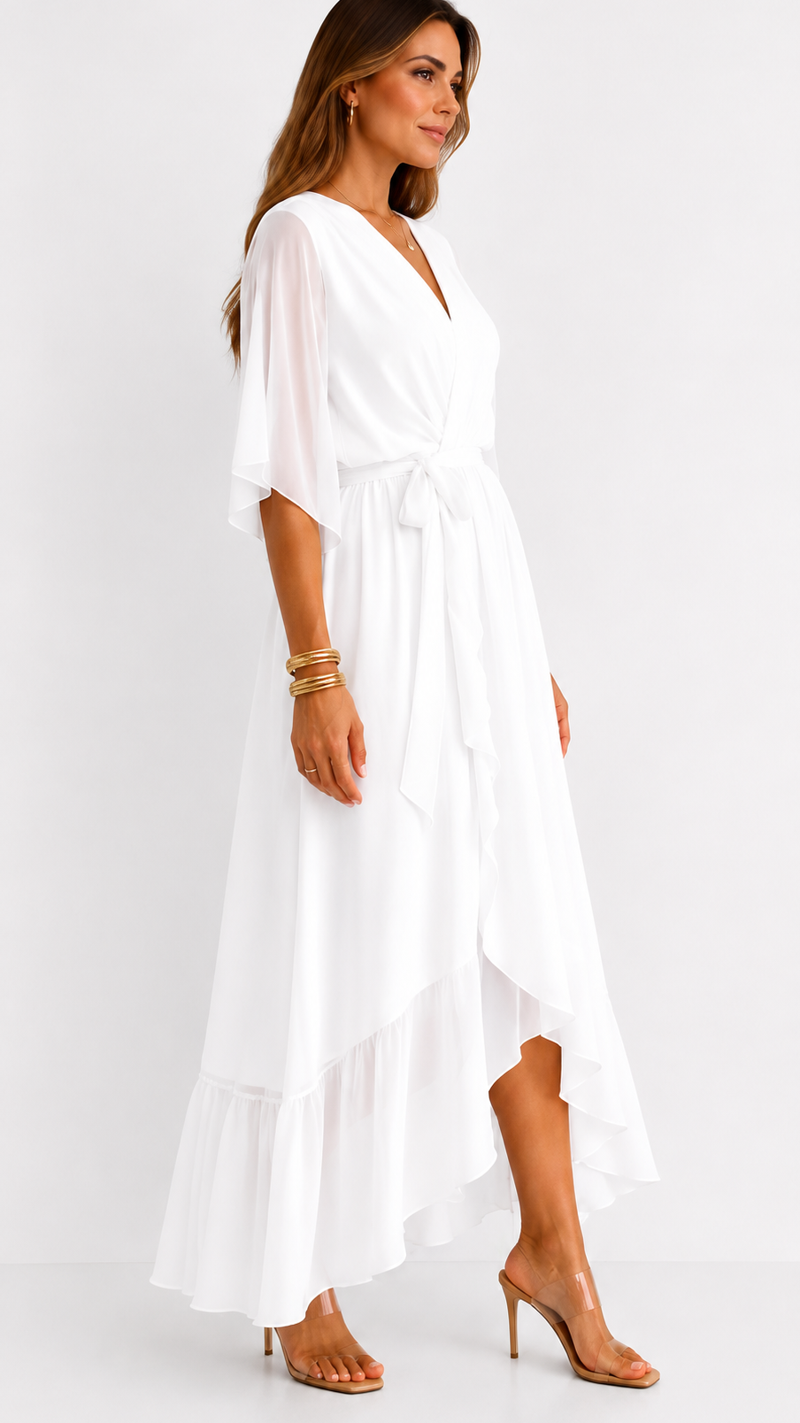 Isabelle | Elegant Chiffon Wrap Vestido Maxi