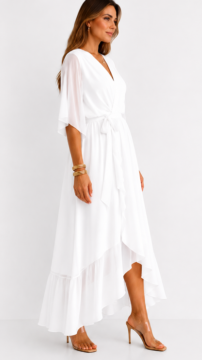 Isabelle | Elegant Chiffon Wrap Vestido Maxi