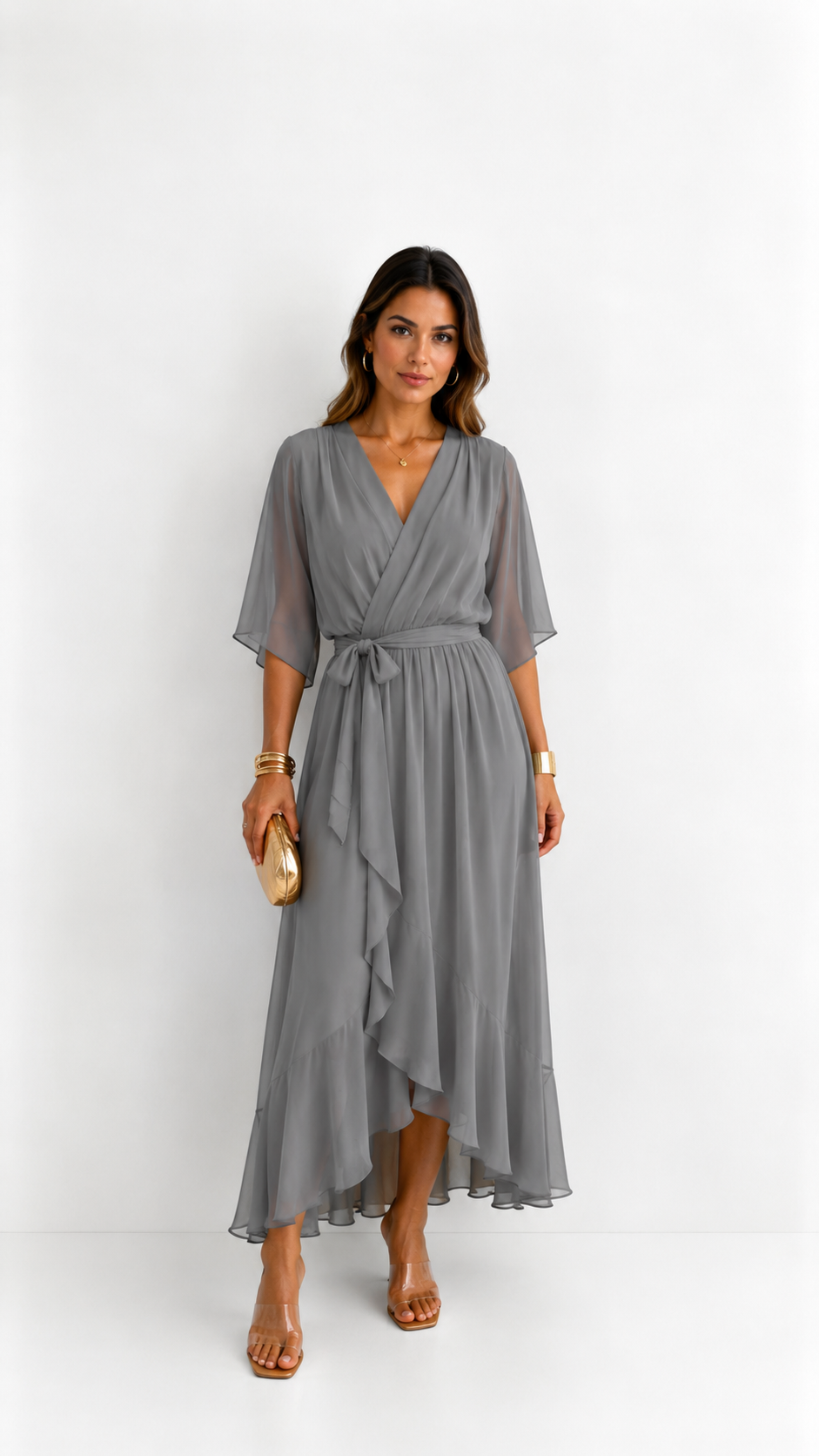 Isabelle | Elegant Chiffon Wrap Vestido Maxi