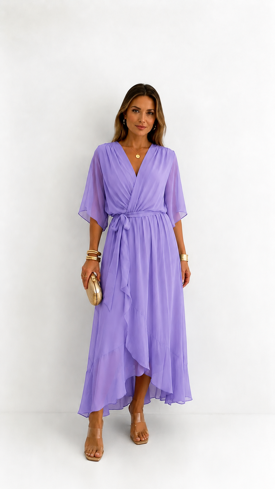 Isabelle | Elegant Chiffon Wrap Vestido Maxi