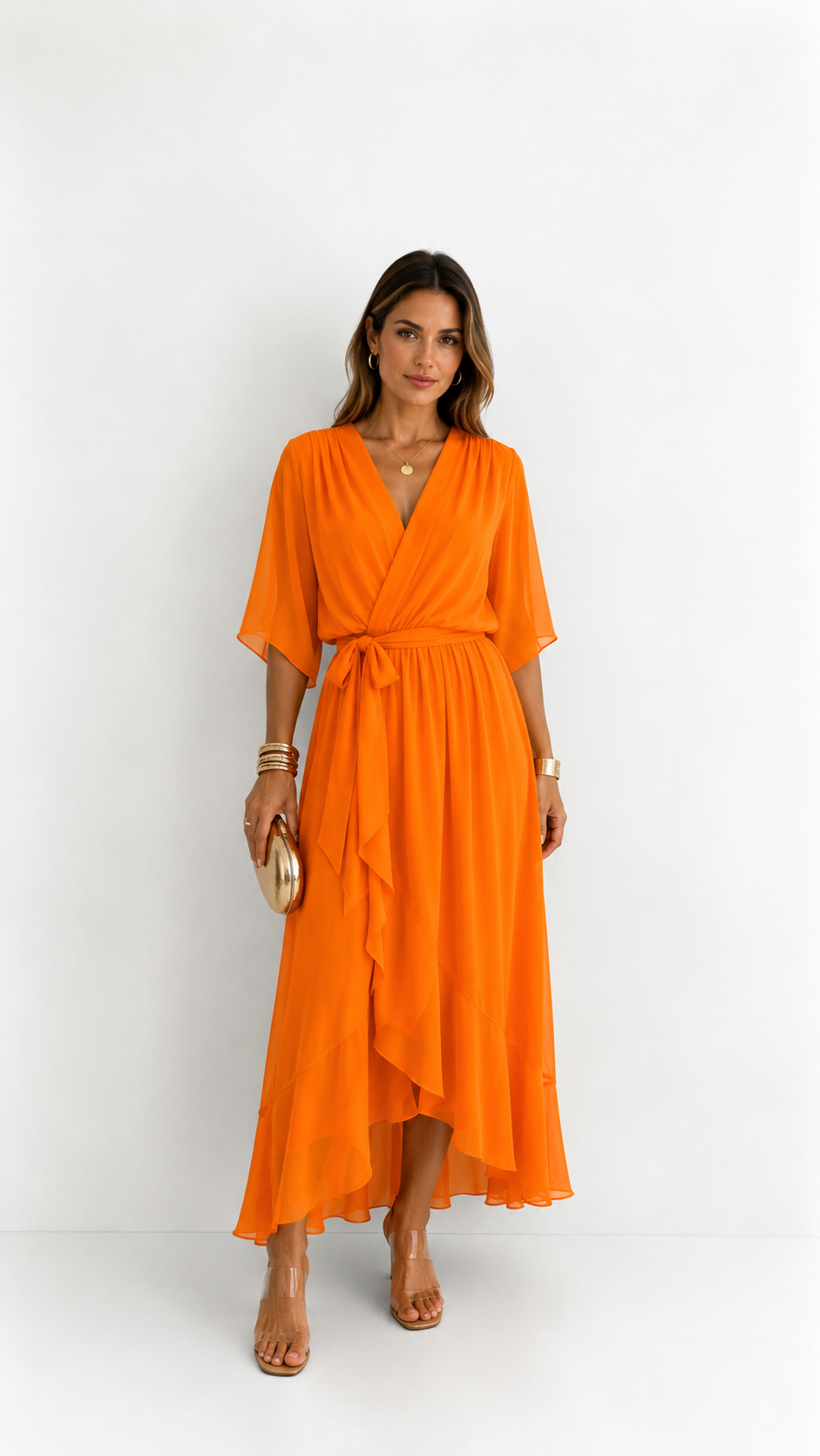 Isabelle | Elegant Chiffon Wrap Vestido Maxi