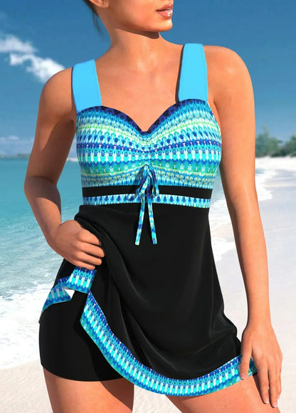Adriana | Traje de Baño con Skirt y Printed Top that Conceals y Flatters