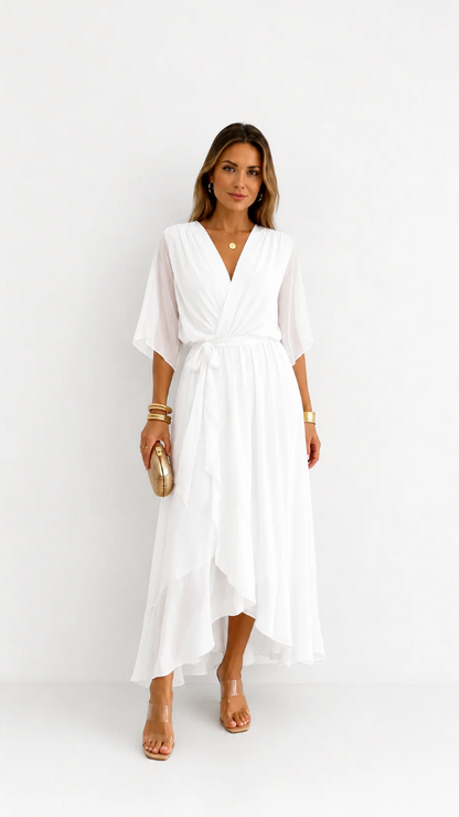 Isabelle | Elegant Chiffon Wrap Vestido Maxi