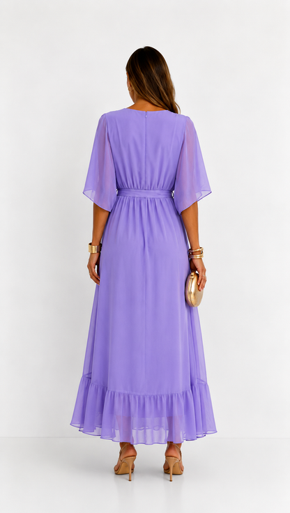 Isabelle | Elegant Chiffon Wrap Vestido Maxi